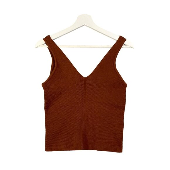 ABERCROMBIE & FITCH Knit Sweater Tank Shell Womens SZ L Ribbed V-Neck Academia - Picture 1 of 5